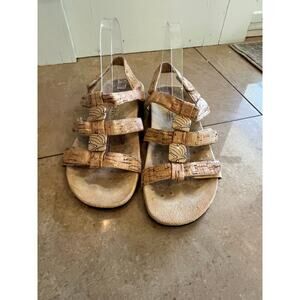 Vionic Amber Cork Sandals Women's Shoes Size 8 Tan Summer Walking Comfort Flaws